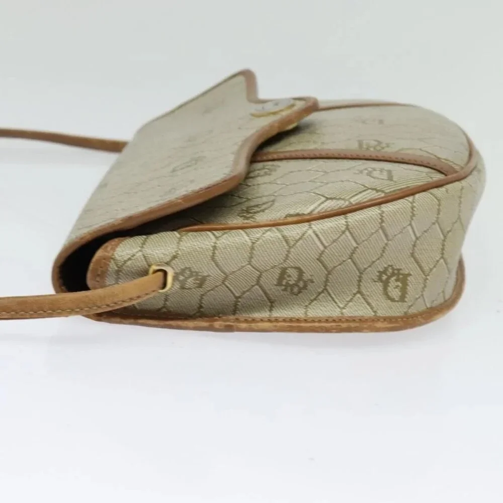 Christian Dior Honeycomb Canvas Shoulder Bag PVC Beige Gold Auth 136410 - Picture 3 of 15